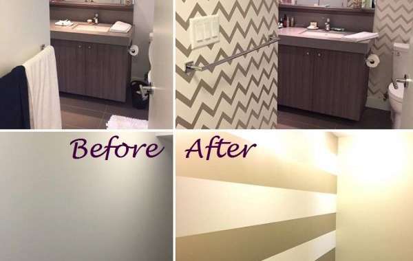 Use wallpaper to add style to your home; Before and After